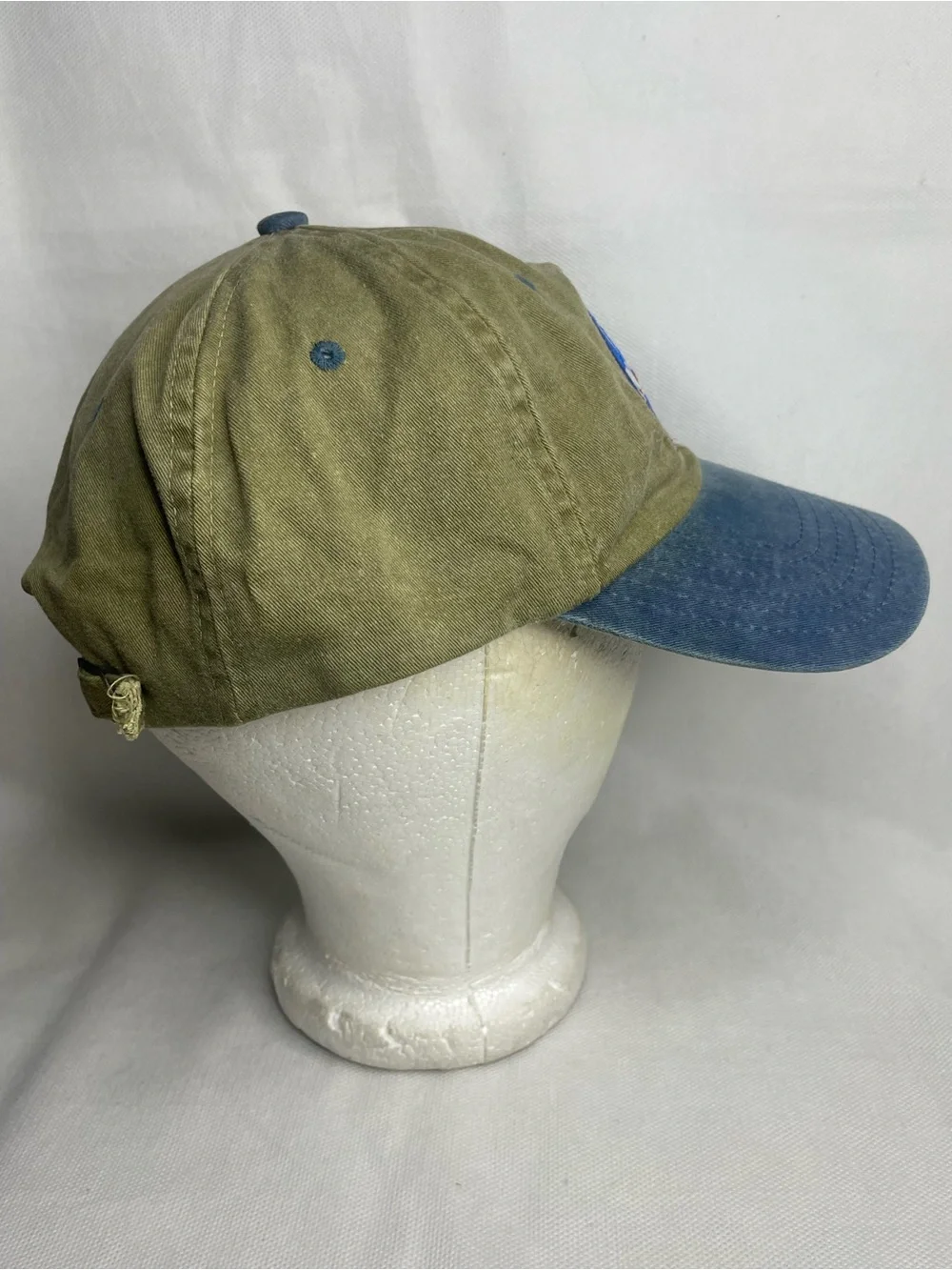 VTG NASA Insignia Embroidered Cotton Cap Plastic Lines Adjustable Snap Olive Hat